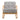 Grey upholstered rocking lounge chair with button-tufted back and light wood arms