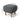 Square padded footrest stool with gray fabric top and wooden legs