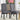 Pair of grey upholstered dining chairs with high backs, nailhead trim, dark legs