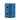 Blue round storage unit with two drawers and round pull openings, front view.