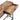 Two-drawer console table, rustic wood drawer fronts with dark metal bar handles