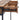 Open drawer on console table with rustic wood interior and metal slide hardware