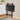 Folded folding dining table: dark wood-look panel with dark metal stand