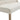 Beige linen bench seat with rounded corner trim and wooden legs