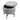 Open storage ottoman: light gray velvet lid lifted, dark interior visible
