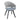 Gray swivel chair with ribbed backrest, fabric seat cushion in blue, black legs.