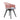 Pink swivel plastic chair with ribbed backrest and blue seat cushion, black base.