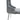 Gray upholstered chair with rolled arms and stitched cushion edge, chrome metal legs