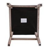 Underside of bar stool set of 2, dark base panel with wooden frame support