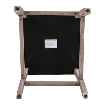 Underside of bar stool set of 2, dark base panel with wooden frame support