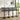Grey PU upholstered swivel bar stools on black gas-lift bases with round footrests
