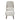 Upholstered lounge chair with white boucle and curved wooden arms