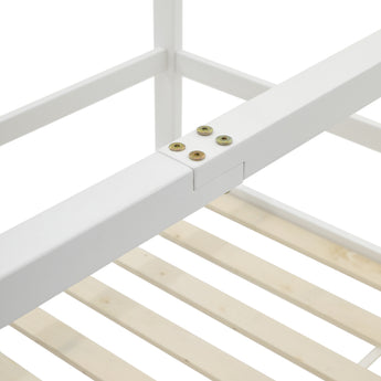 Center rail connection with screw fasteners on white pine slat frame