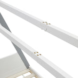 Pine children bed guardrail with white side rail and metal bolt fittings