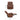 Brown faux leather recliner armchair front and side measurements on a size chart
