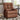 Faux leather recliner armchair in brown with padded back, arms, and reclined seat
