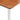 Brown wooden tabletop with rounded edge and white base on corner