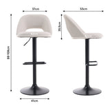 Maßangaben für 2 Barhocker: Sitzbreite 42cm, Höhe 88–108cm, Tiefe 37/53cm