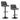 Pair of swivel bar stools with dark grey fabric seats, black base and footrest ring
