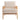 Front view of cream cushioned rattan armchair with rounded back and seat