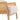 Close-up of rattan backrest and armchair seat cushion with light wood frame