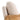 Close-up of cream cushioned armchair back with rattan panel and light wood edge