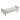 Light beige linen upholstered storage bench with padded armrests and wooden legs