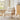 Teddy bear fur wooden armchair with white plush seat and armrests, front view