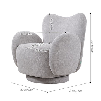 Grauer Schwenksessel Maße: 27.5" B x 32.2" T x 31.8" H (Skizze)