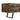 Industrial wooden storage bench side view, dark brown distressed finish, black metal legs.
