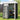 3 x 5 metal storage shed interior with wall shelves and storage bins, doors open.