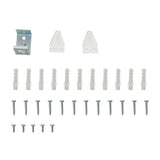 Mounting hardware set for white PVC window blind, incl. brackets and screws