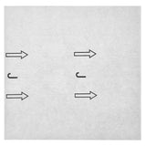 Peel-and-stick vinyl floor tile sheet with arrows icons for alignment directions