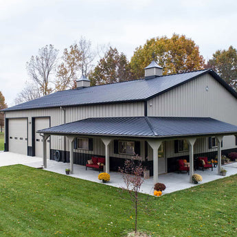 Charcoal black corrugated steel roofing sheet panel with raised ridges