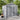 Plastic garden storage shed with double doors and ventilated apex roof, gray and white.