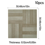 Wood-effect vinyl floor tile dimensions: 30.48 cm square, 0.12 cm thick