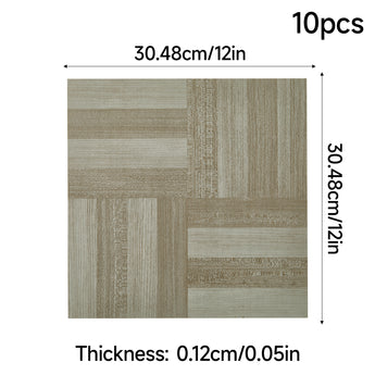 Wood-effect vinyl floor tile dimensions: 30.48 cm square, 0.12 cm thick