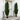 Two artificial cypress trees with green foliage in black pots