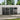 Grey metal garden storage shed with open double doors and interior shelving