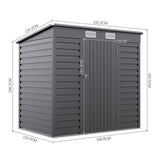 Gray outdoor storage shed dimensions diagram, 191.2cm W x 166.2cm H