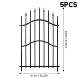 5-pack black metal decorative fence panels with arched wave top and spear finials