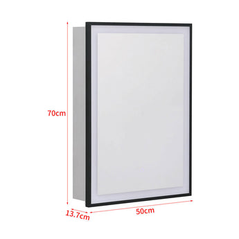 70-cm LED-Spiegelschrank, Maße 50×13,7 cm, schwarzer Rahmen