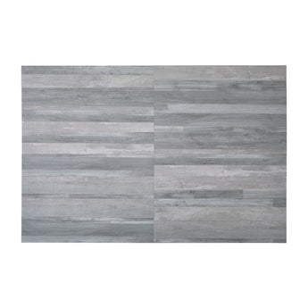 Graue PVC-Selbstklebefliesen mit Holzmaserung, rechteckiges Paneel-Layout