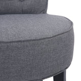 Grey linen vanity stool curved cushion with fine woven texture