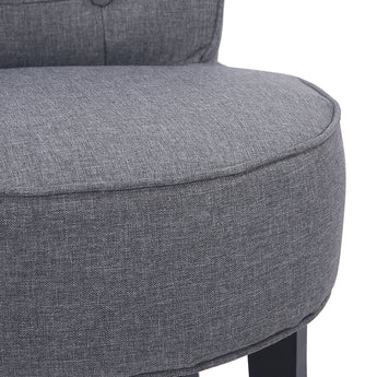Grey linen vanity stool curved cushion with fine woven texture