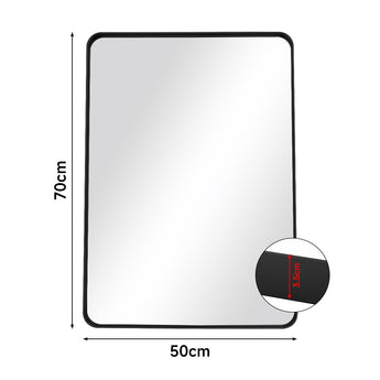Rectangular wall mirror 50cm x 70cm, black metal frame