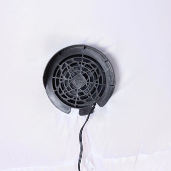 Inflatable blower fan with circular mesh grille air outlet