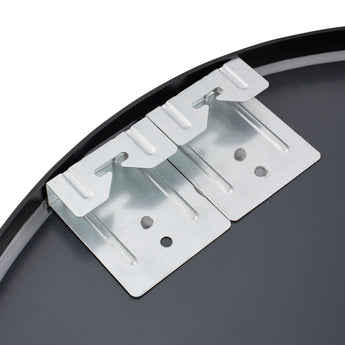 Aluminum mounting brackets for bathroom mirror, with screw holes and metal plates