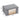 Foldable fabric clothes organizer bag, grey with dimensions on front storage section