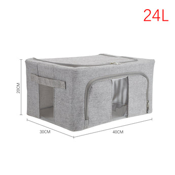 Aufbewahrungsbox 24L, grauer Stoff mit Sichtfenster, ca. 40×30×20 cm